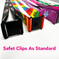 Custom branded lanyards with printed text or logo.