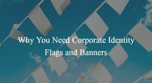 Corporate identity flags and banners for business branding.