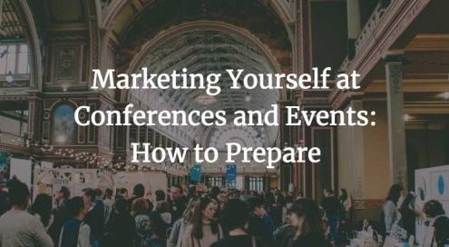 Marketing display materials set up at a conference and event.