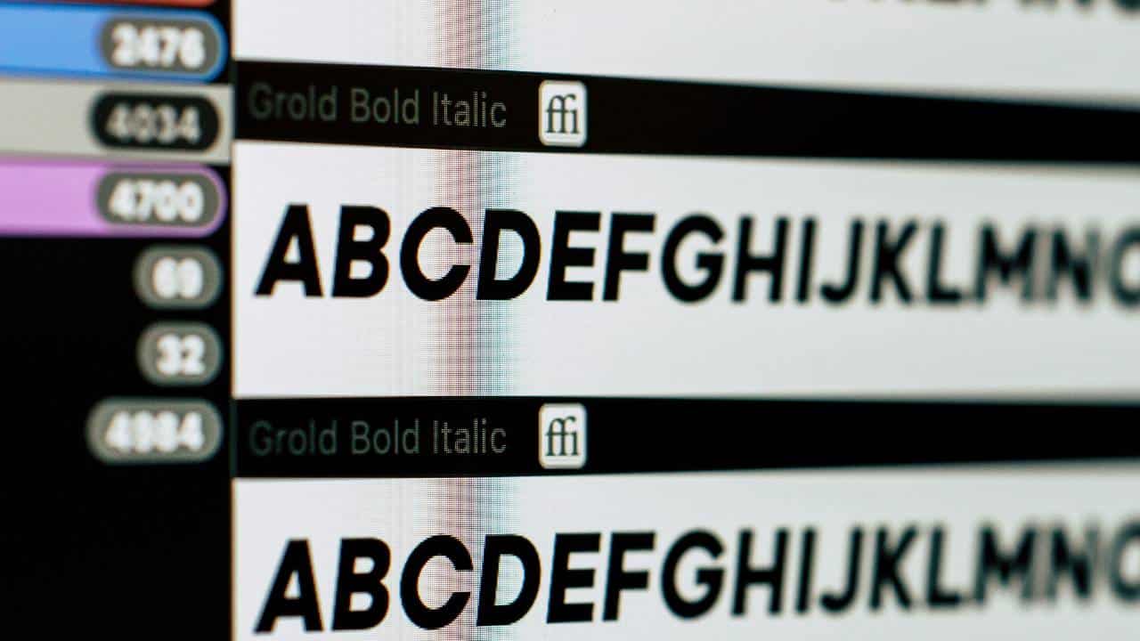 Various font types shown on a computer's screen