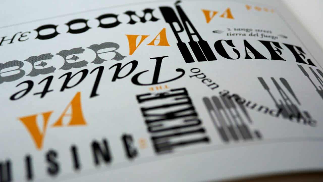 A selection of different fonts on a page of a book