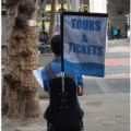 Custom printed backpack flag for events and street marketing.
