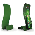 Snake stand curved exhibition display from multiple angles.