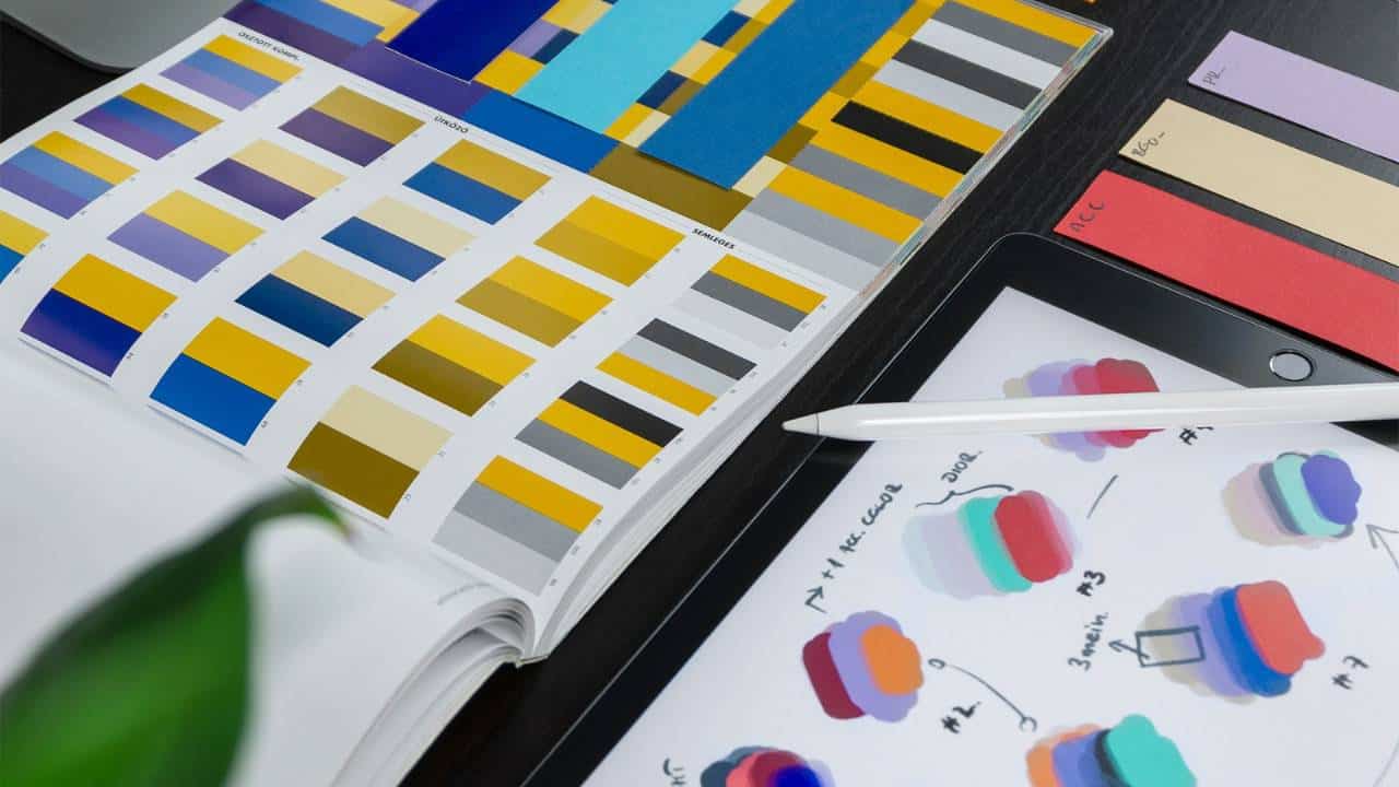 A work desk of a colour designer