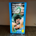 2m x 3m lightbox stand assembled with branded graphic.