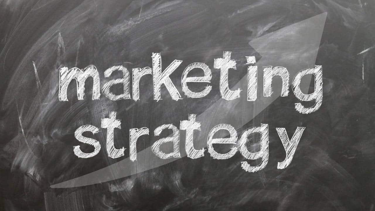 "Marketing strategy" written on a blackboard