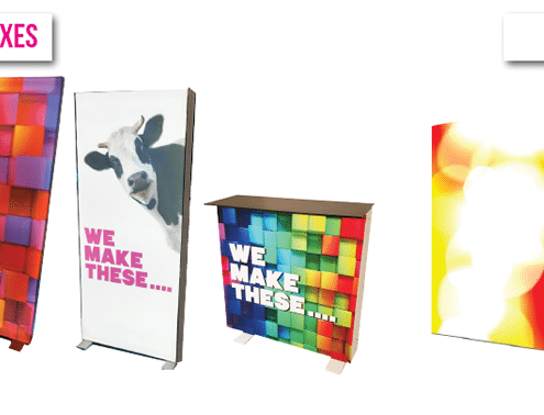 Lightbox banner display showing offline marketing for online business.