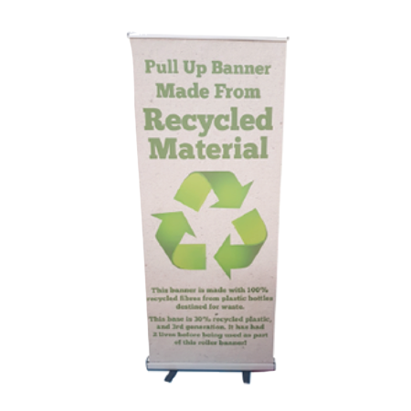 Eco friendly pull up banner icon for sustainable displays.