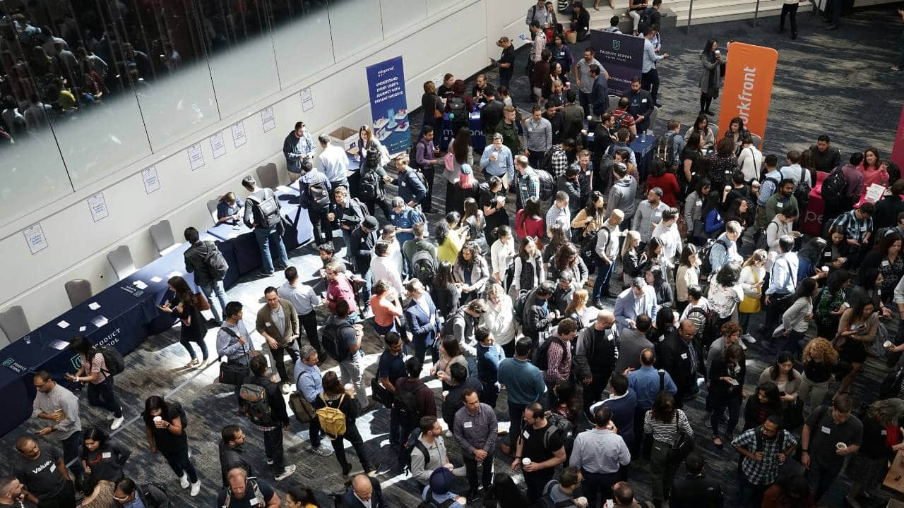 Lots of people attending a business event
