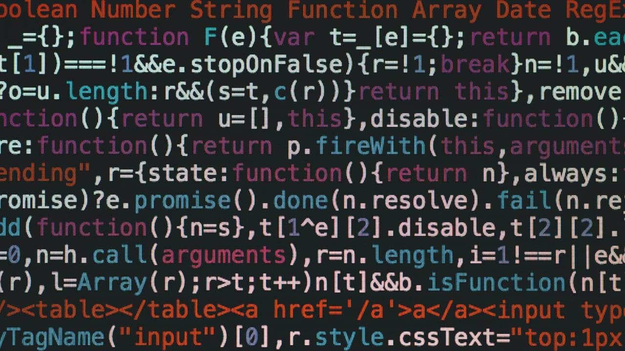 Colourful lines of computer code on a screen