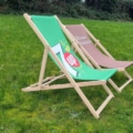 Custom branded deckchair for outdoor branded spaces.