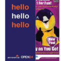 Economy roller banner stand with printed graphic panel.