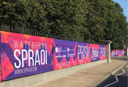 Custom printed heras fencing banner for events and sites.