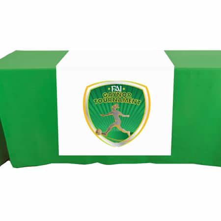 Custom printed table runner for exhibitions and events.