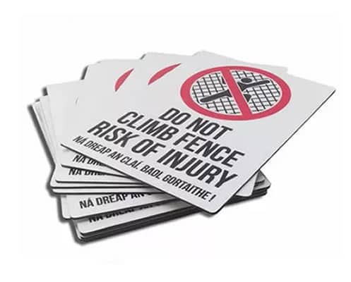 Diabond aluminium composite sign for outdoor use.