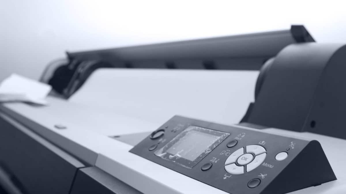 A photo of a modern printing machine
